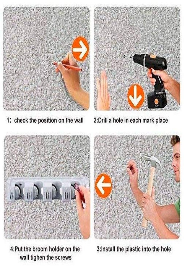 أيونيكس حامل الممسحة والمكنسة الجداري من أيونيكس - 5 فتحات و6 خطافات - منظم للمكانس والمناشف وأدوات التنظيف - يُثبت بسهولة على الحائط - Image 3